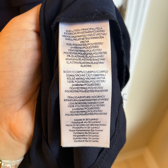 Chaps Navy Sequin Neck Chiffon Ruffled Dress Size 6 - Picture 4 of 7